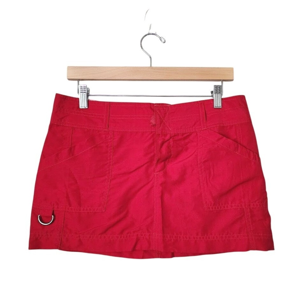 ROXY Y2K Cargo Micro Mini skirt in cherry red McBling Surfer Size 7